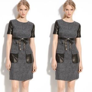 Robert Rodriguez Tweed Dress with Leather Trim